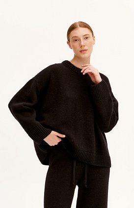 Фото модной одежды - мильфей джемпер вязка под горло черный сезон 2020 года