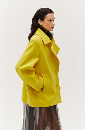 либа пальто короткое желтое