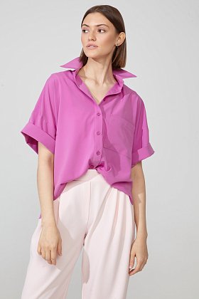 Фото модного раби блуза с коротким рукавом фуксия сезон 2020 года