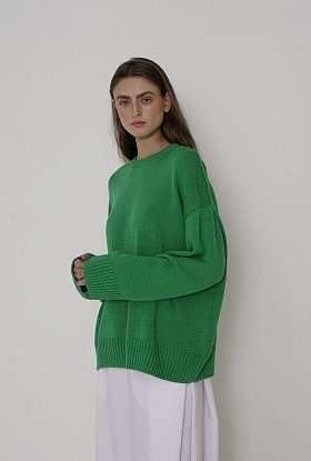 Фото модного ксин джемпер хлопок зеленый сезон 2020 года