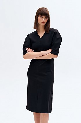 Фото модной одежды - эдит платье v-вырез трикотаж черное сезон 2020 года