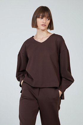 Фото модной одежды - монро пуловер трикотаж шоколад сезон 2020 года