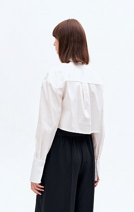 феличе блуза укороченная с манишкой белая