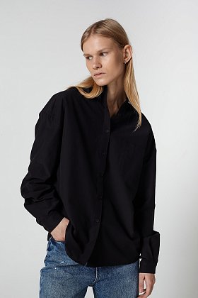 Фото модного монте премиум рубашка оверсайз черная сезон 2020 года