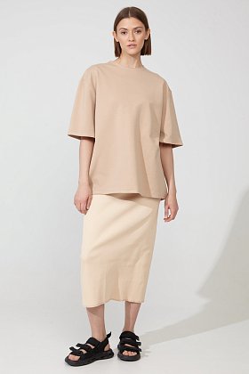Фото модной одежды - айка юбка трикотажная макси бежевая сезон 2020 года
