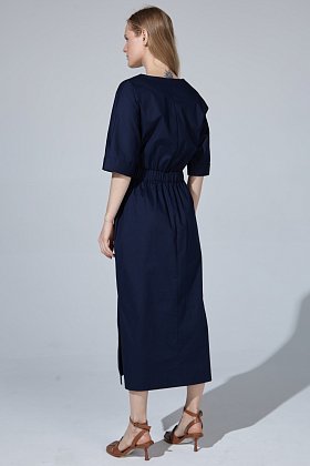 Фото модной одежды - кира платье прямое хлопок синие сезон 2020 года