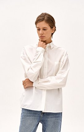 Фото модного монте премиум рубашка оверсайз  белая сезон 2020 года