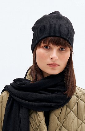 Фото модного деус комплект шапка и шарф черный сезон 2018 года