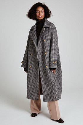 Фото модного либа пальто кокон клетка сезон 2020 года