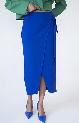 сари юбка с разрезом синий