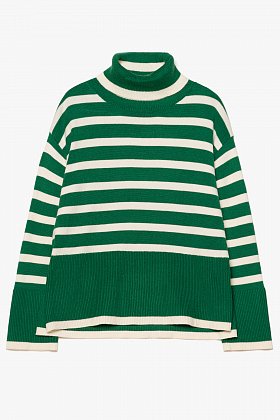 Фото модной одежды - limited джемпер в полоску зелено-белый сезон 2020 года
